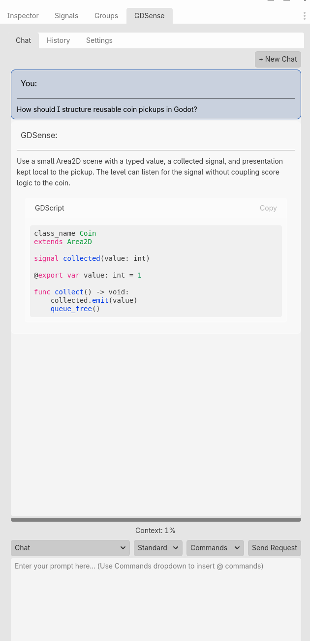 GDSense Plugin in Godot Editor