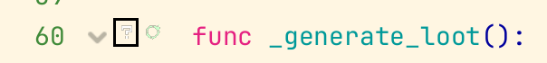 Explain action in the Godot script-editor gutter beside a GDScript function