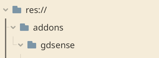 GDSense plugin folder structure in res://addons/gdsense