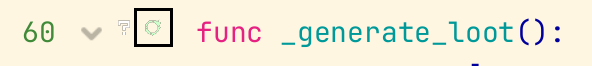 Refactor action in the Godot script-editor gutter beside a GDScript function